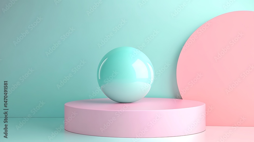 Obraz premium Pastel Sphere on Pink Platform.