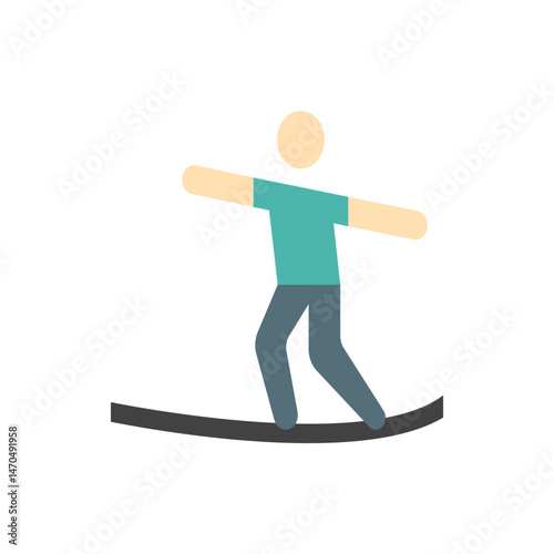 Illustration of a stick figure balancing on a line with arms outstretched for equilibrium and stability