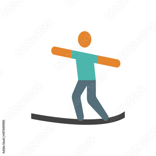 Illustration of a stick figure balancing on a line with arms outstretched for stability and balance skill