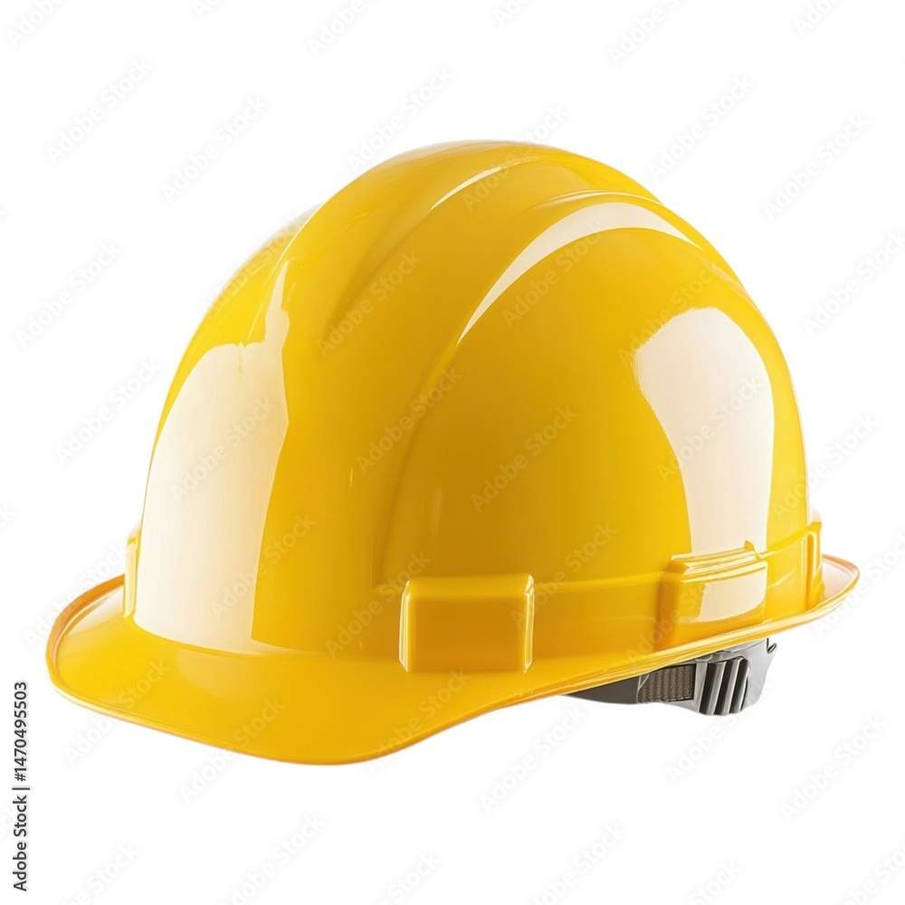 Fototapeta premium Yellow construction helmet close up on white background