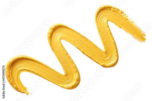 Abstract yellow paint stroke with texture and grunge effect on a striped background