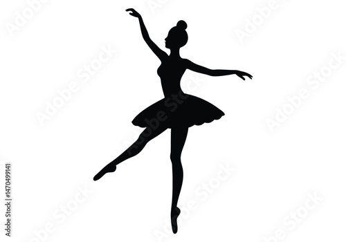 Ballet Dancer En Pointe Arms in Fifth Position Silhouette