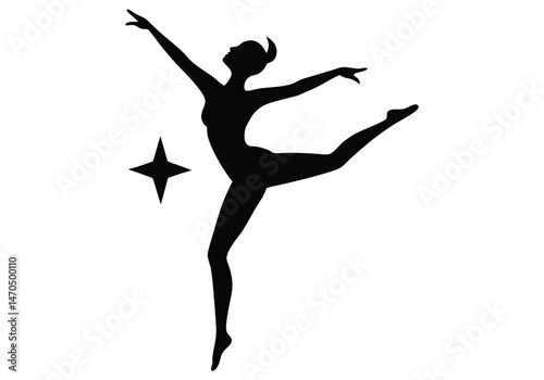 Dancer Mid Jump Limbs Stretched Like a Star Silhouette photo