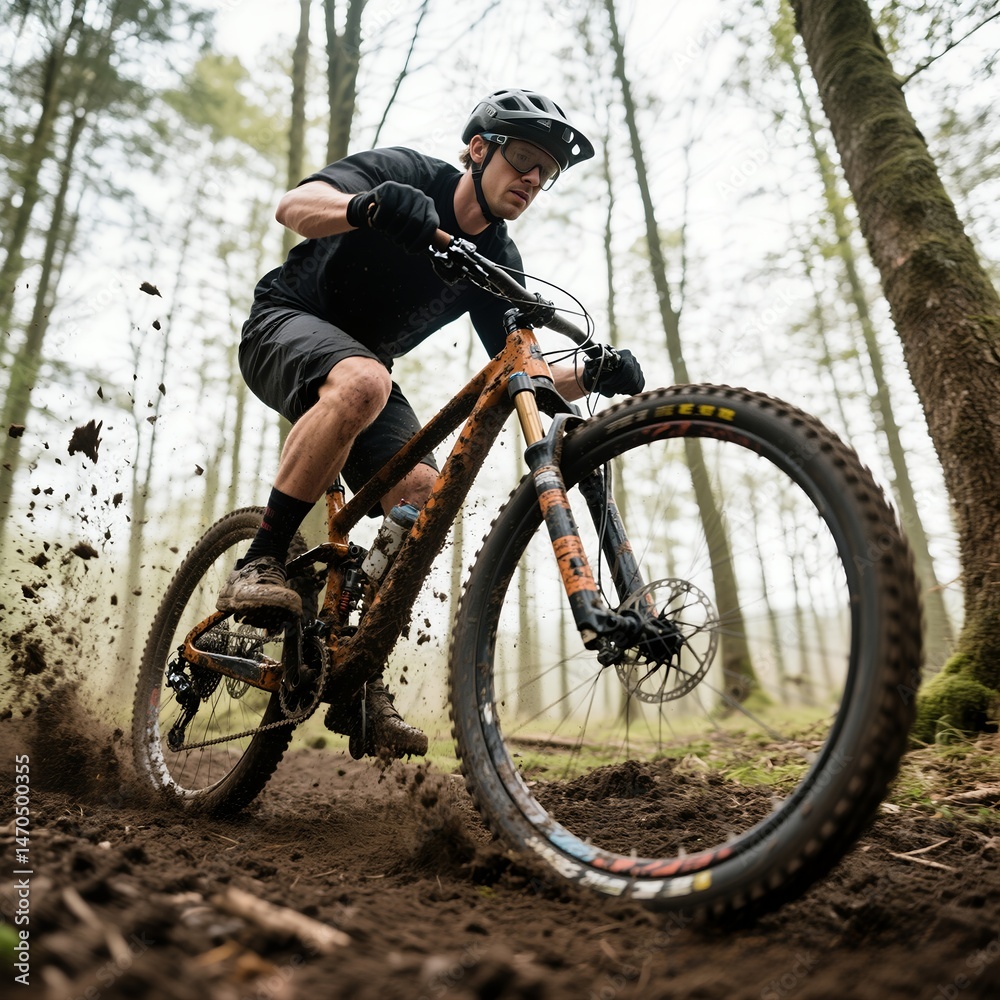 Fototapeta premium man riding a bike