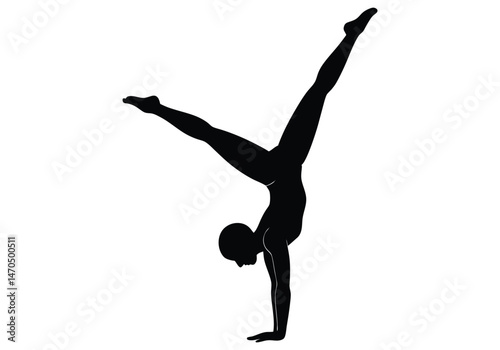 Gymnast Mid Handstand Legs Split Silhouette