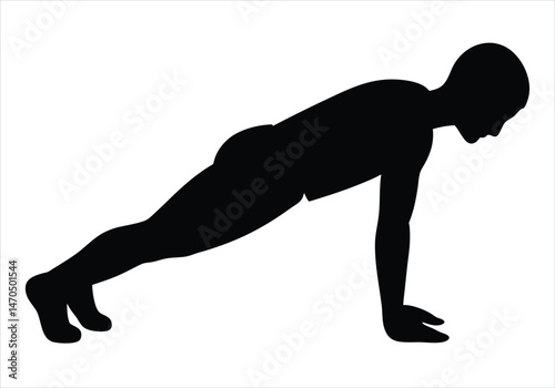 Person Doing a Push Up Body Straight Silhouette