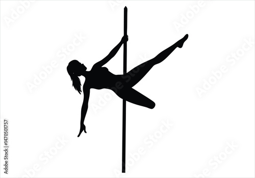 Pole Dancer in an Inverted Split Pose Silhouette