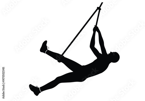 TRX Straps User Leaning Back in Rows Silhouette