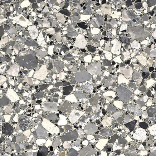 Wallpaper Mural Terrazzo Texture: a close-up shot captures the unique surface of a terrazzo, showing the blend of speckled aggregate and cement, it is an epitome of urban aesthetic. Torontodigital.ca