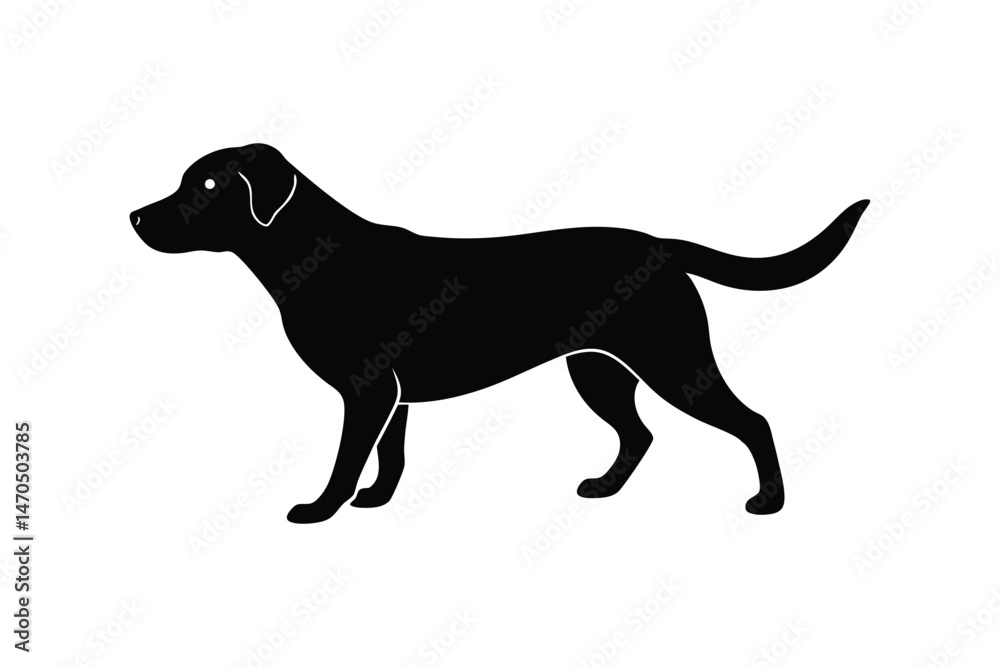Naklejka premium Silhouette art illustration of a Labrador Retriever in motion.eps