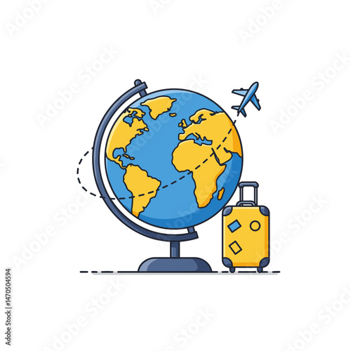 Globe and suitcase representing travel and adventure  