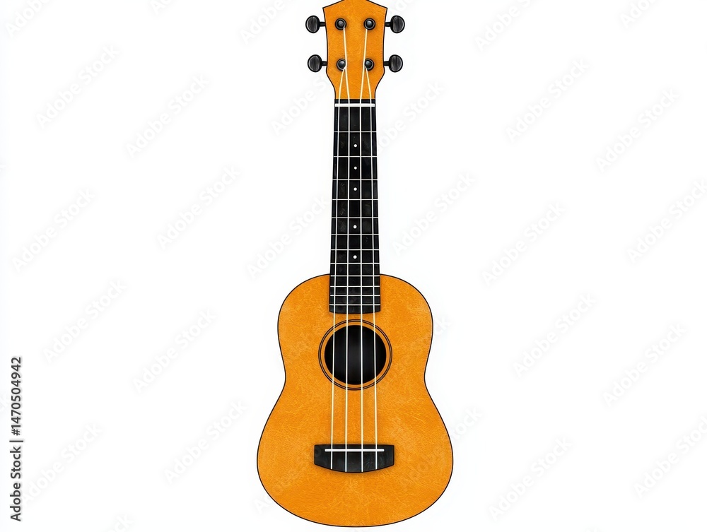 Obraz premium Light Orange Ukulele on White Background
