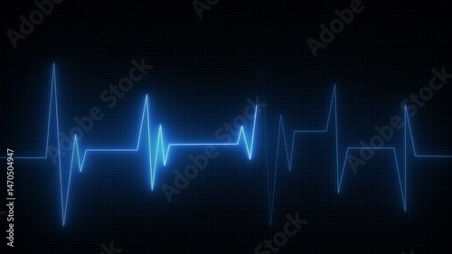 Abstract neon heartbeat signal icon animation background on black back ground. Glowing neon heartbeat rate and pulse on black screen.glowing Neon Abstract digital heartbeat plus animation