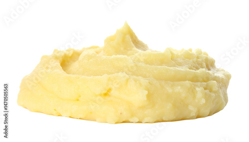 creamy mashed potato on white background photo