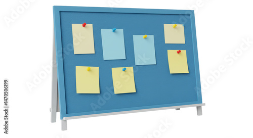 Isolated blue bulletin board with notes photo