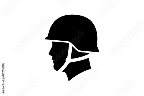 Military helmet soldier head profile side view icon