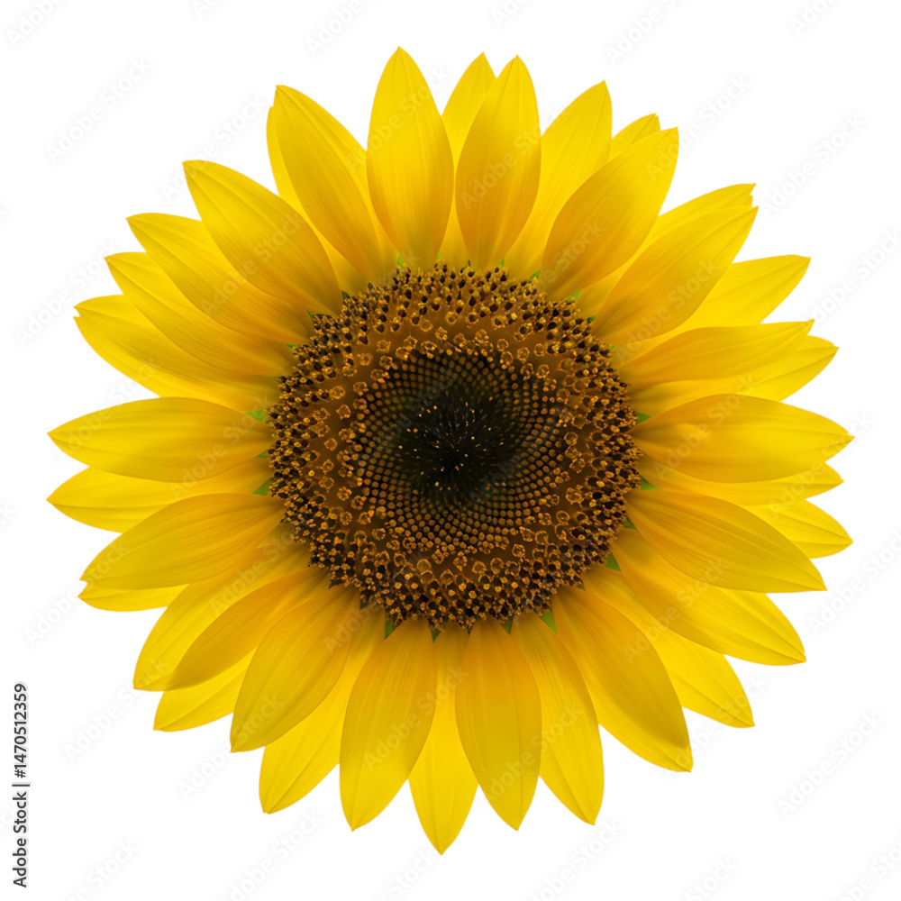 Fototapeta premium Bright yellow sunflower with large seed center.