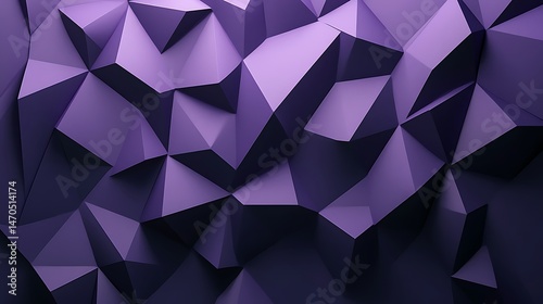 Geometric Purple Triangles on Dark Background with Soft Shadows Adding Depth and Dimension