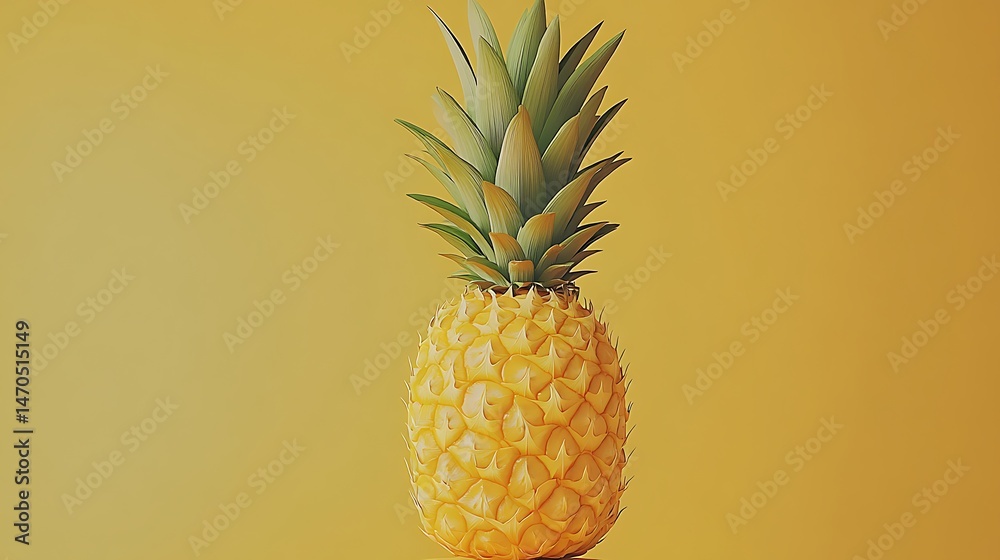 Ripe Pineapple with Yellow Background. (1) Ripe Pineapple with Yellow Background. (1)