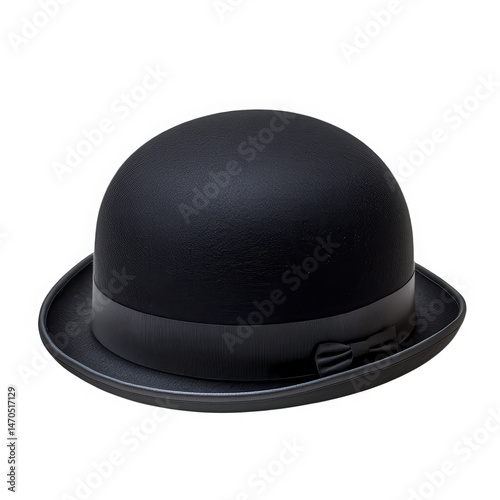 Obraz na płótnie Classic bowler hat, black isolated on transparent background