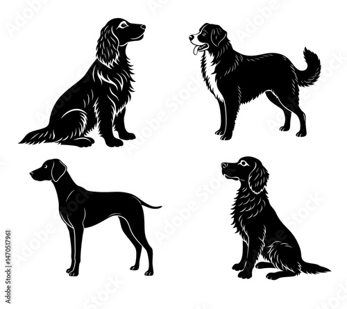 black silhouettes of dogs