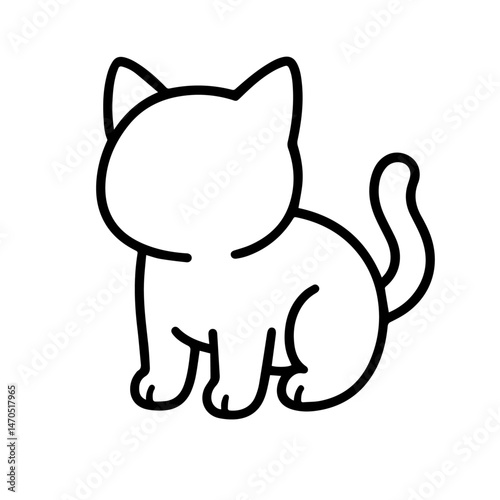 cartoon illustration of faceless cute cat on blue background