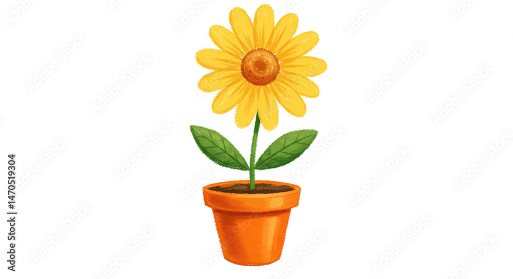 Obraz premium Beautiful Yellow Flower in Pot: Stunning Image