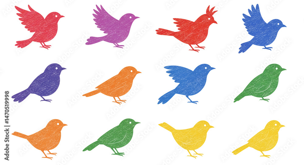 Obraz premium Colorful Bird Silhouettes: A Vibrant Collection