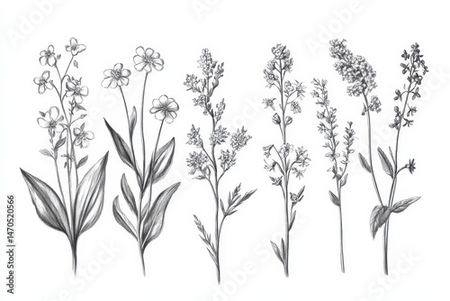 Wallpaper Mural Vintage Handcrafted Art of Wildflowers: Elegant Bluebells and Garden Blooms in a Charming Bunch Torontodigital.ca