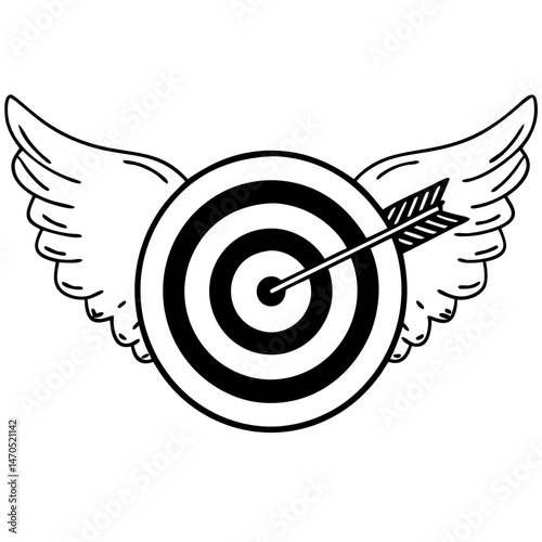 Flying target with wings icon vector. target with arrow