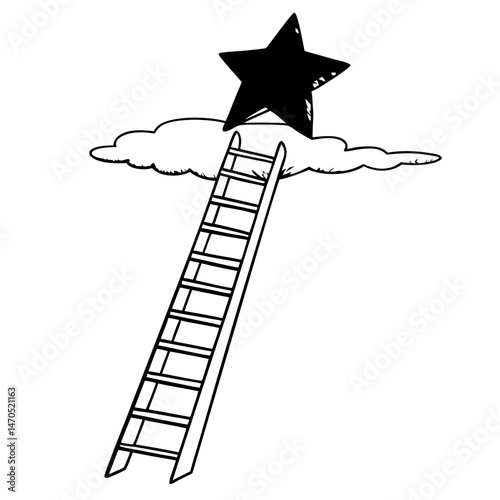 Ladder with star shadow lcon vector.