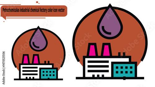 Petrochemicalas industrial chemical fectory color icon vector
