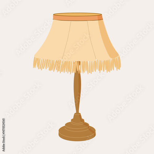 Retro table lamp isolated, vintage object, home decor vector flat