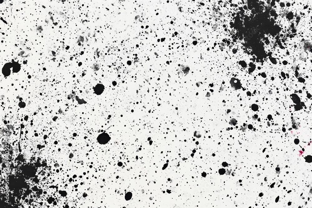 Obraz premium Abstract Ink Spatter Texture - High-resolution of black ink splatters on a white background, ideal for design projects needing a textured overlay or background