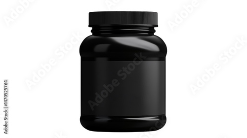 Black Plastic Supplement Jar Mockup for Branding Design Projects Perfect for showcasing your product label.
