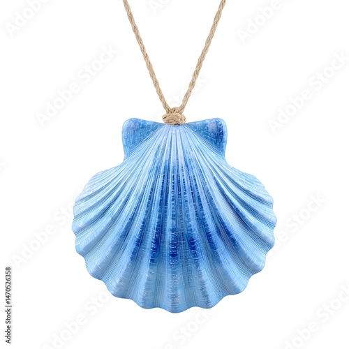 Admire a Matte Sky-Blue Shell Necklace Crafted from Natural Shells for Coastal-Inspired Jewelry Designs