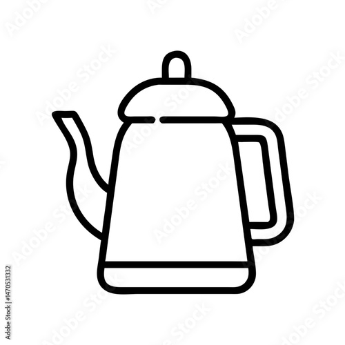 Vintage kettle outline design on white background  