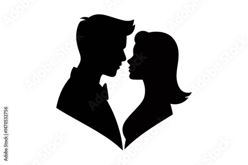 Silhouette of a romantic couple in love vector art
