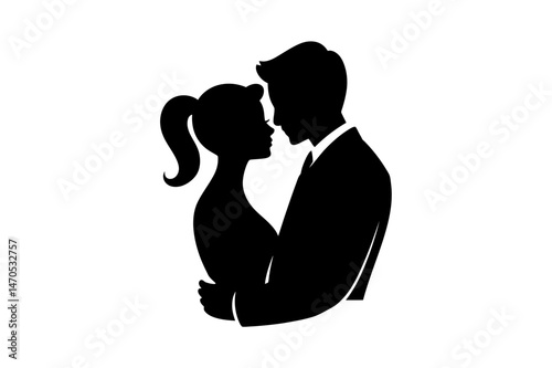 Couple silhouette romantic embrace love vector art