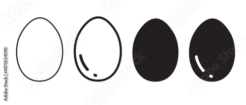 Set of black and white outline ester eggs. Set of decorated ester eggs vector. Spring ester multi color egg elements .Ester eggs icon set in black.  Eggshell and egg icon set. Vector Formats. Egg.