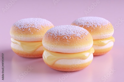 Wallpaper Mural Donuts filled cream on pink. Torontodigital.ca