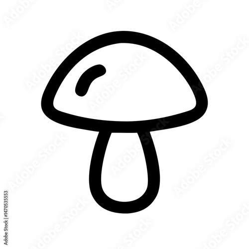 Mushroom simple black outline icon illustrating. Vector design perfect for children's book illustrations or educational materials to represent fungus in a clear and friendly way