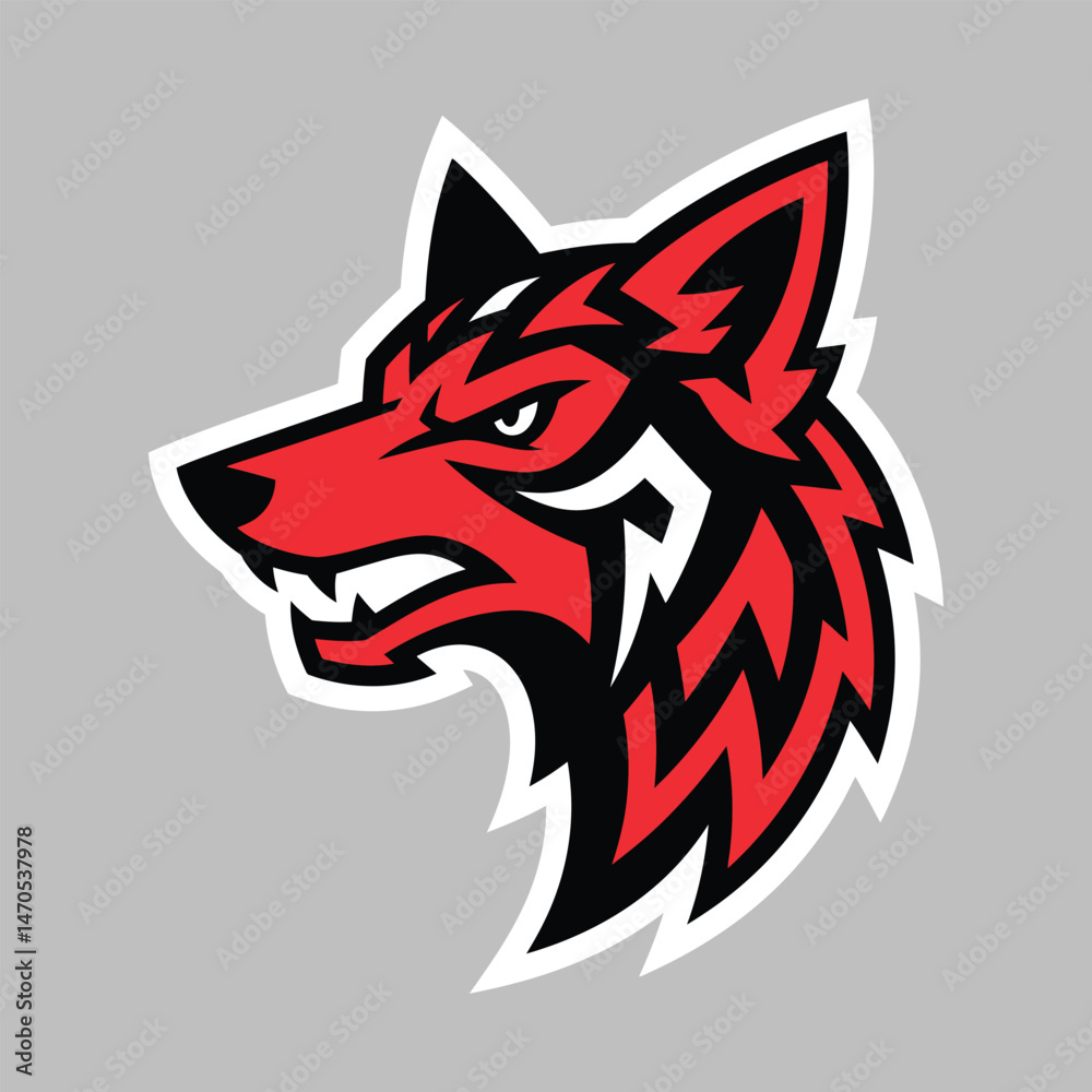 Obraz premium Fierce Wolf Head Mascot Vector Illustration 