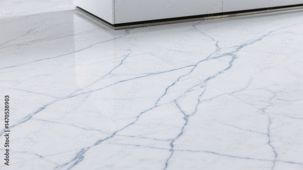 Fototapeta premium Elegant and luxurious white marble flooring in a modern kitchen or interior space