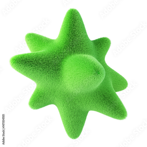 Green abstract fluffy shape. 3d design element isolated on white background.