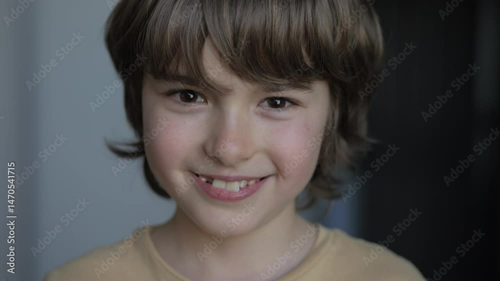 Portrait Little Boy Looking at Camera. Face Funny Contemplative Child. Close-up Portrait of Confident Inquisitive Laughs Happy Caucasian Teenage Boy. Eyes of Smiling Schoolboy. Positive Health Life. Portrait Little Boy Looking at Camera. Face Funny Contemplative Child. Close-up Portrait of Confident Inquisitive Laughs Happy Caucasian Teenage Boy. Eyes of Smiling Schoolboy. Positive Health Life.