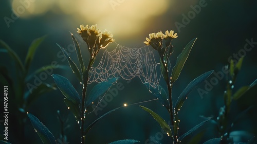 Spiderweb dew drops nature photography morning light flower garden beauty