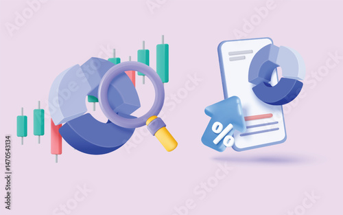 3D vector data statistic illustration