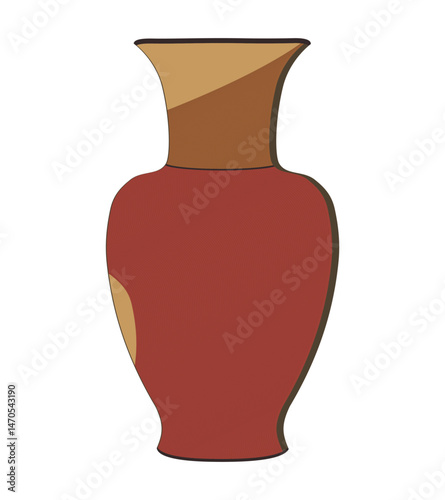 Illustration of a traditional ceramic vase with a simple design and smooth texture