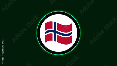 NORWAY Flag Neon Light Board View with Abstract Background